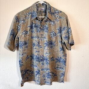 Reyn Spooner Hawaiian Shirt Size Medium Aloha Hawaii Palm Trees